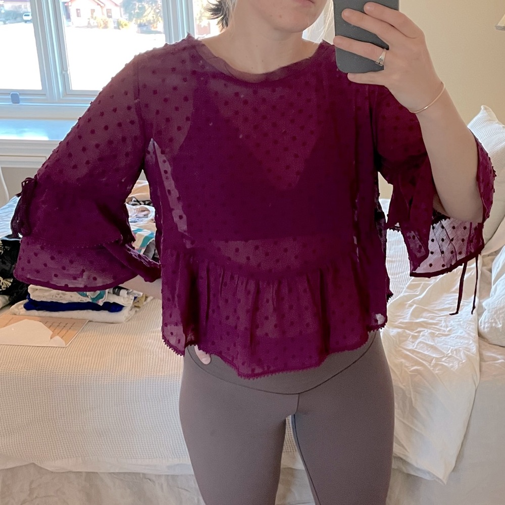 COPY - Chiron Polka Dot Flowy Boho Blouse